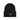 Black beanie with a pink heart and paw print patch on a white background