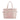 Pink tote bag with Pomeranian design and text on a white background